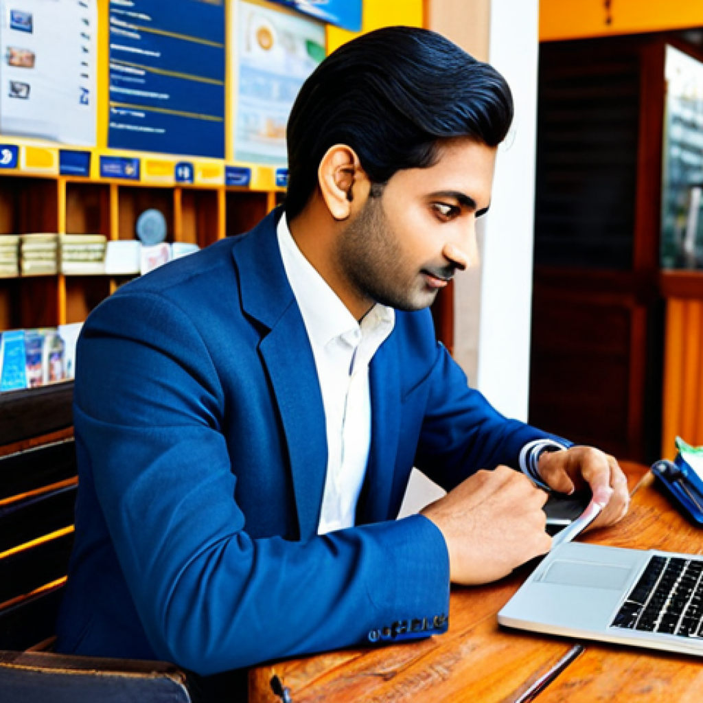 Travel Budgeting**
A well-dressed, professional traveler (male or female, appropriate attire) using a laptop and notebook to plan a travel budget in a cozy, bright cafe. The scene includes travel brochures and currency (mentioning Rupees discreetly). Focus on organization and planning. Safe for work, appropriate content, fully clothed, modest setting, professional, perfect anatomy, natural proportions, high quality.
**